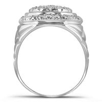 Load image into Gallery viewer, Sterling Silver Mens Round Diamond Circle Fashion Ring 1/10 Cttw
