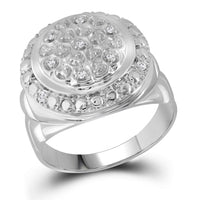 Load image into Gallery viewer, Sterling Silver Mens Round Diamond Circle Fashion Ring 1/10 Cttw
