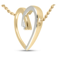 Load image into Gallery viewer, 10kt Two-tone Gold Womens Round Diamond Heart Pendant .03 Cttw
