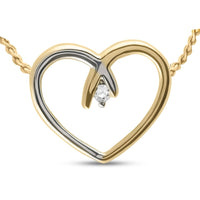 Load image into Gallery viewer, 10kt Two-tone Gold Womens Round Diamond Heart Pendant .03 Cttw

