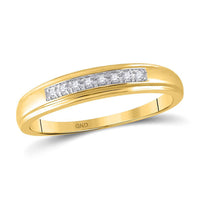 Load image into Gallery viewer, 14kt Yellow Gold His Hers Round Diamond Square Matching Wedding Set 1/5 Cttw
