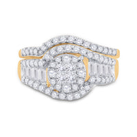 Load image into Gallery viewer, 14kt Yellow Gold Princess Diamond Bridal Wedding Ring Band Set 1-1/4 Cttw
