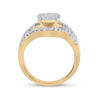 Load image into Gallery viewer, 14kt Yellow Gold Princess Diamond Bridal Wedding Ring Band Set 1-1/4 Cttw
