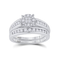 Load image into Gallery viewer, 14kt White Gold Princess Diamond Bridal Wedding Ring Band Set 1/2 Cttw
