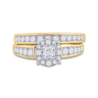 Load image into Gallery viewer, 14kt Yellow Gold Princess Diamond Bridal Wedding Ring Band Set 1 Cttw
