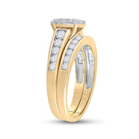 Load image into Gallery viewer, 14kt Yellow Gold Princess Diamond Bridal Wedding Ring Band Set 1 Cttw
