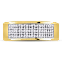 Load image into Gallery viewer, 10k Yellow Gold Mens Round Diamond Micropave Wedding Anniversary Band Ring 1/3 Cttw
