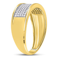Load image into Gallery viewer, 10k Yellow Gold Mens Round Diamond Micropave Wedding Anniversary Band Ring 1/3 Cttw
