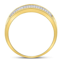 Load image into Gallery viewer, 10k Yellow Gold Mens Round Diamond Micropave Wedding Anniversary Band Ring 1/3 Cttw
