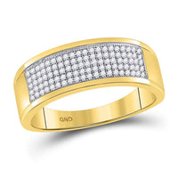 Load image into Gallery viewer, 10k Yellow Gold Mens Round Diamond Micropave Wedding Anniversary Band Ring 1/3 Cttw
