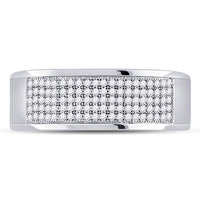 Load image into Gallery viewer, 10k White Gold Mens Round Diamond Micropave Wedding Anniversary Band Ring 1/3 Cttw
