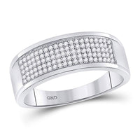 Load image into Gallery viewer, 10k White Gold Mens Round Diamond Micropave Wedding Anniversary Band Ring 1/3 Cttw
