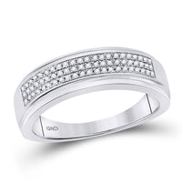 Load image into Gallery viewer, 10kt White Gold Mens Round Diamond Pave Band Ring 1/5 Cttw
