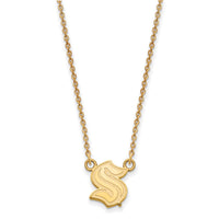 Load image into Gallery viewer, 14k Gold NHL LogoArt Seattle Kraken Small Pendant Necklace
