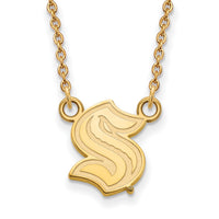 Load image into Gallery viewer, 14k Gold NHL LogoArt Seattle Kraken Small Pendant Necklace
