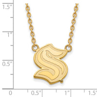 Load image into Gallery viewer, 14k Gold NHL LogoArt Seattle Kraken Large Pendant Necklace
