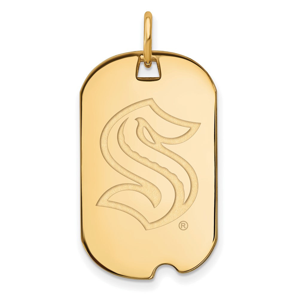 10k Gold NHL LogoArt Seattle Kraken Small Dog Tag Pendant