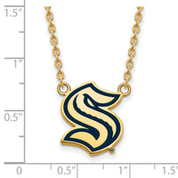 Load image into Gallery viewer, Sterling Silver Gold-pltd NHL LogoArt Seattle Kraken Lg Enamel Necklace
