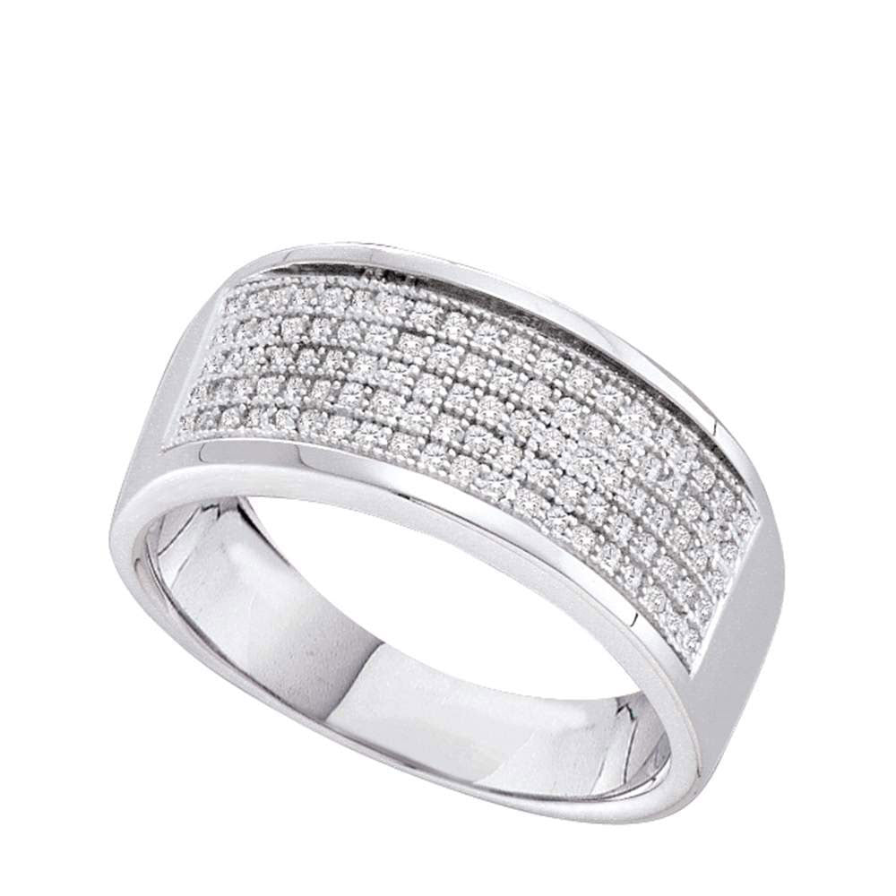 10kt White Gold Womens Round Diamond Pave Band Ring 1/3 Cttw