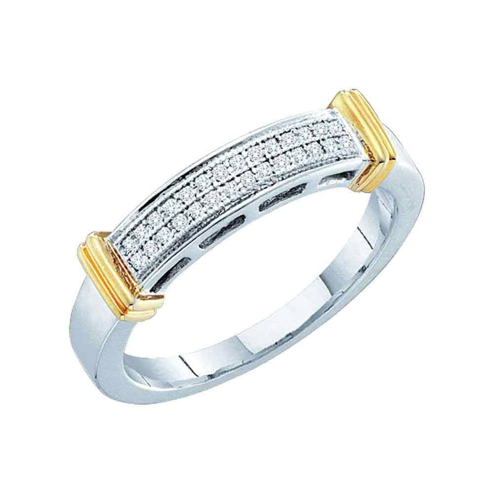 10kt Two-tone Gold Womens Round Diamond Band Ring 1/12 Cttw