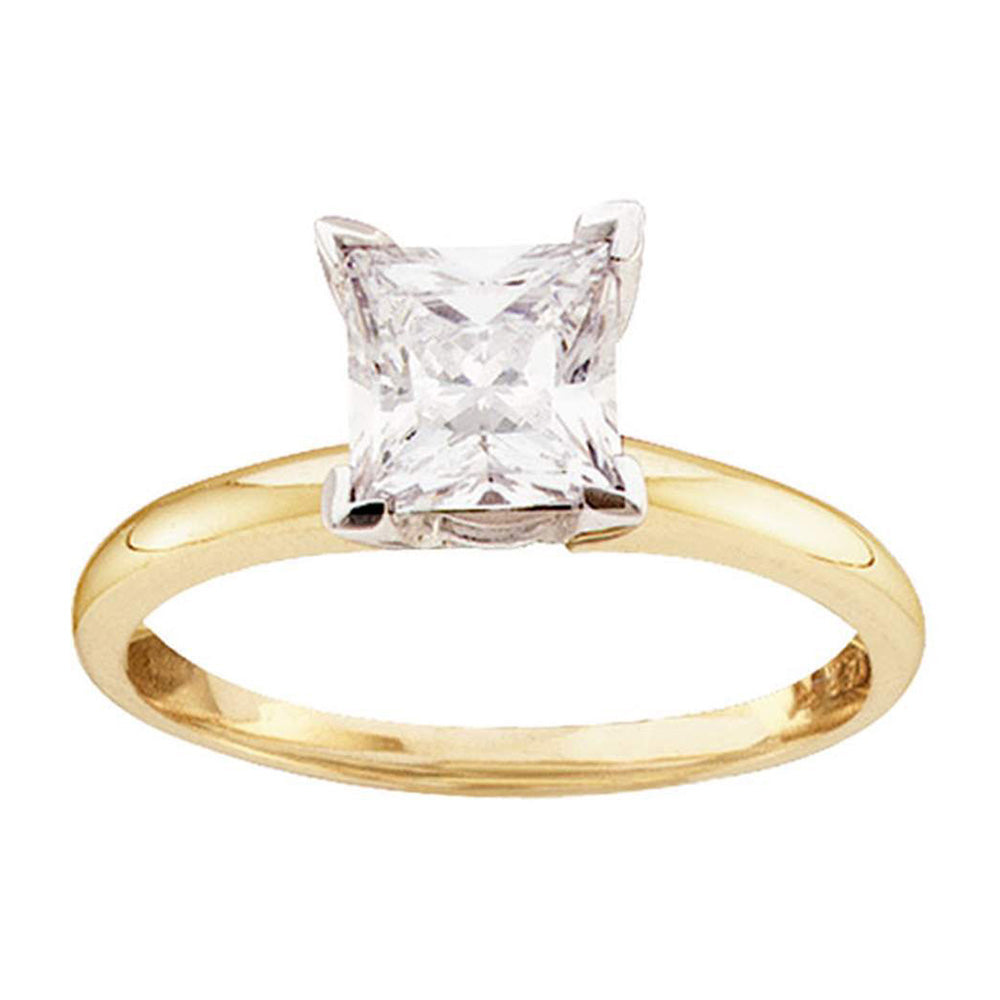 14kt Yellow Gold Womens Princess Diamond Solitaire Bridal Wedding Engagement Ring 7/8 Cttw