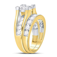 Load image into Gallery viewer, 14kt Yellow Gold Princess Diamond Bridal Wedding Ring Band Set 3 Cttw
