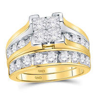 Load image into Gallery viewer, 14kt Yellow Gold Princess Diamond Bridal Wedding Ring Band Set 3 Cttw
