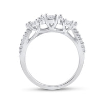 Load image into Gallery viewer, 14kt White Gold Womens Round Diamond Triple Flower Cluster Ring 1 Cttw
