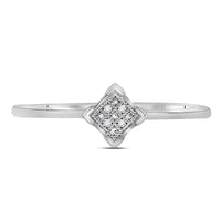 Load image into Gallery viewer, Sterling Silver Womens Round Diamond Simple Square Cluster Ring .01 Cttw
