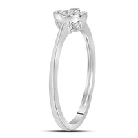 Load image into Gallery viewer, Sterling Silver Womens Round Diamond Simple Square Cluster Ring .01 Cttw
