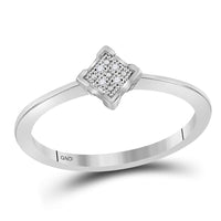 Load image into Gallery viewer, Sterling Silver Womens Round Diamond Simple Square Cluster Ring .01 Cttw

