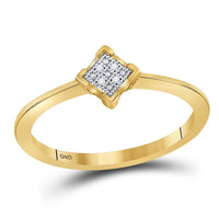 Load image into Gallery viewer, Yellow-tone Sterling Silver Womens Round Diamond Square Cluster Ring .01 Cttw
