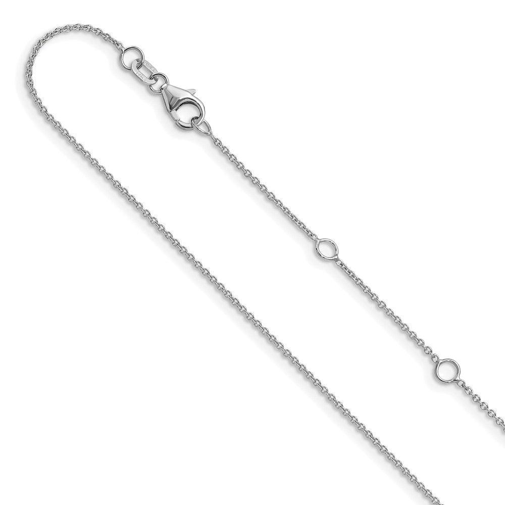 10k White Gold 1.1mm Round Cable 1in+1in Adjustable Chain