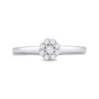 Load image into Gallery viewer, 14kt White Gold Round Diamond Cluster Bridal Wedding Engagement Ring 1/5 Cttw

