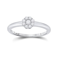 Load image into Gallery viewer, 14kt White Gold Round Diamond Cluster Bridal Wedding Engagement Ring 1/5 Cttw

