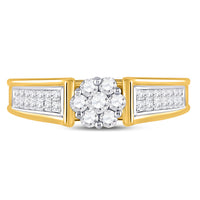Load image into Gallery viewer, 14kt Yellow Gold Womens Round Diamond Flower Cluster Ring 1/2 Cttw
