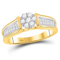 Load image into Gallery viewer, 14kt Yellow Gold Womens Round Diamond Flower Cluster Ring 1/2 Cttw
