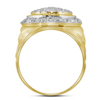 Load image into Gallery viewer, 10kt Yellow Gold Mens Round Diamond Circle Cluster Ring 1/4 Cttw
