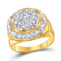 Load image into Gallery viewer, 10kt Yellow Gold Mens Round Diamond Circle Cluster Ring 1/4 Cttw
