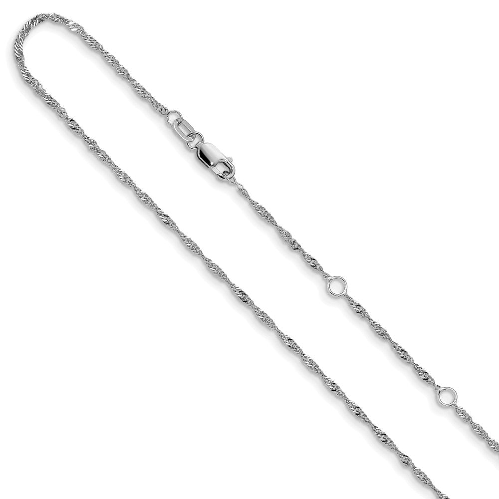 10k White Gold  1.5mm Singapore 1in+1in Adjustable Chain