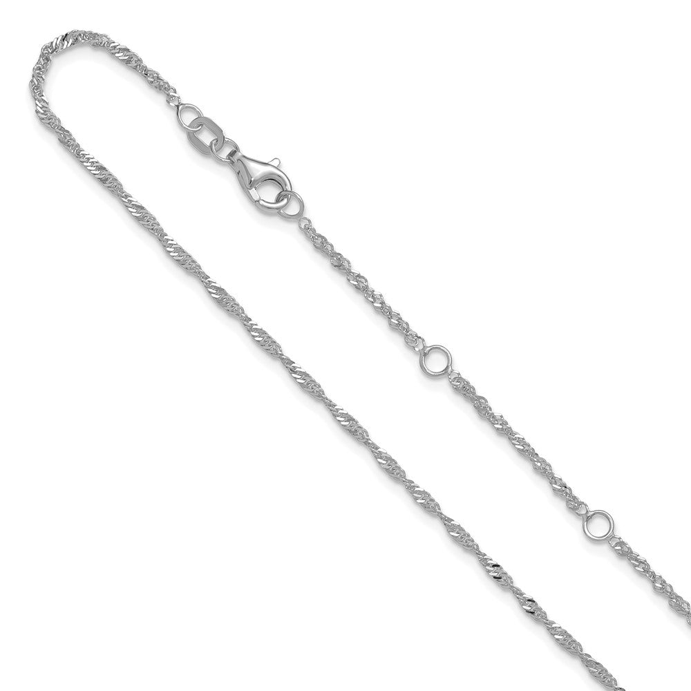 10k White Gold  1.7mm Singapore 1in+1in Adjustable Chain