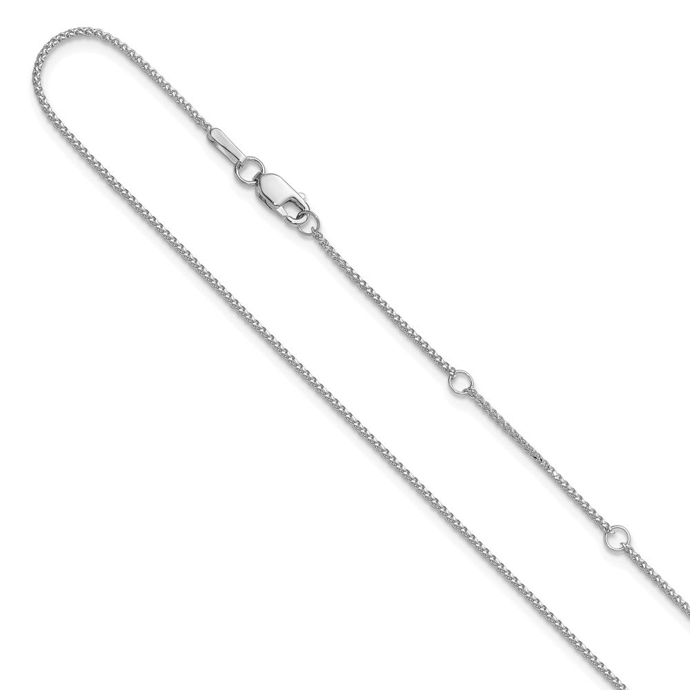 10K White Gold 1mm D/C Spiga 1in+1in Adjustable Chain