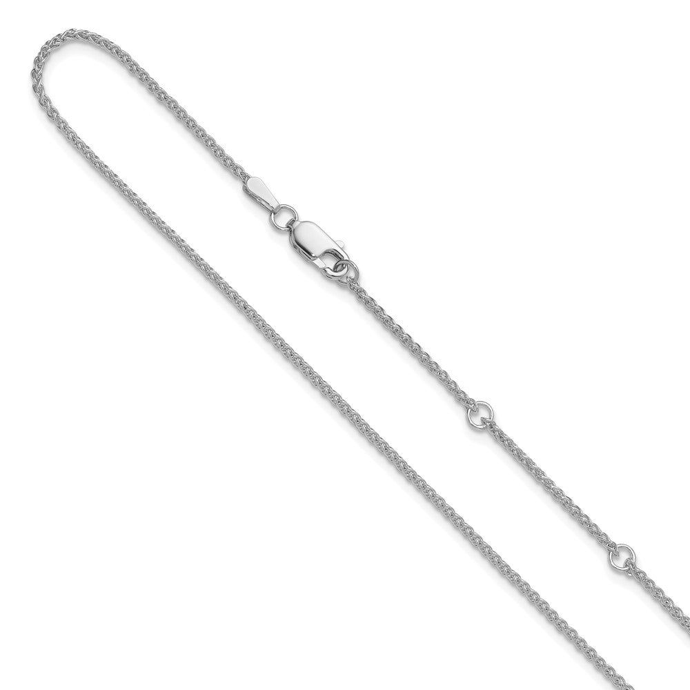 10k White Gold 1.5mm Spiga 1in+1in Adjustable Chain