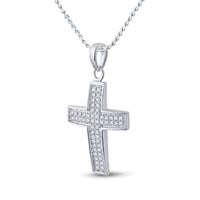 Load image into Gallery viewer, 10kt White Gold Womens Round Diamond Cross Pendant 1/6 Cttw

