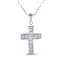 Load image into Gallery viewer, 10kt White Gold Womens Round Diamond Cross Pendant 1/6 Cttw
