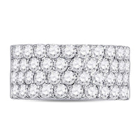 Load image into Gallery viewer, 14kt White Gold Womens Round Diamond 4 Row Pave Wedding Band 3 Cttw
