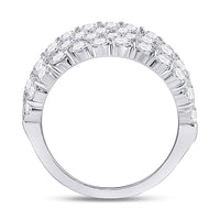 Load image into Gallery viewer, 14kt White Gold Womens Round Diamond 4 Row Pave Wedding Band 3 Cttw
