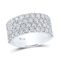 Load image into Gallery viewer, 14kt White Gold Womens Round Diamond 4 Row Pave Wedding Band 3 Cttw
