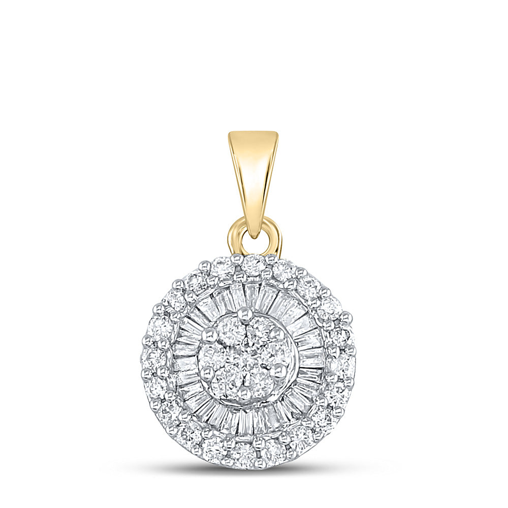 14kt Yellow Gold Womens Round Diamond Flower Cluster Pendant 5/8 Cttw