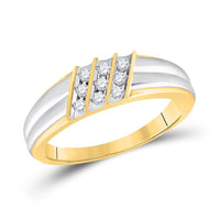 Load image into Gallery viewer, 14kt Two-tone Gold His Hers Round Diamond Cluster Matching Wedding Set 3/4 Cttw
